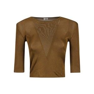 Saint Laurent Cropped Ribbed Top With Deep V-Neckline - NWT